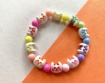 Kitty Cat Rainbow Stretchy Bracelet