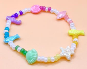 Pastel Ocean Summer Beaded Bracelet