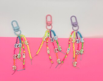 Mini Neon Kitty Cat Keychain Charm