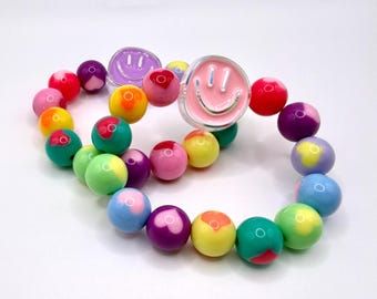 Chunky Rainbow Happy Bracelet