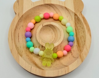 Rainbow Beaded Bunny Bracelet