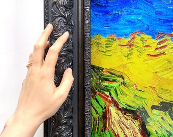 Schwarzer Wenge TV-Rahmen für Samsung The Frame, antiker Barockrahmen, verzierte kundenspezifische Lünette, Galeriestil für moderne Kunst, 32, 43, 50, 55, 65, 75, 85 Zoll
