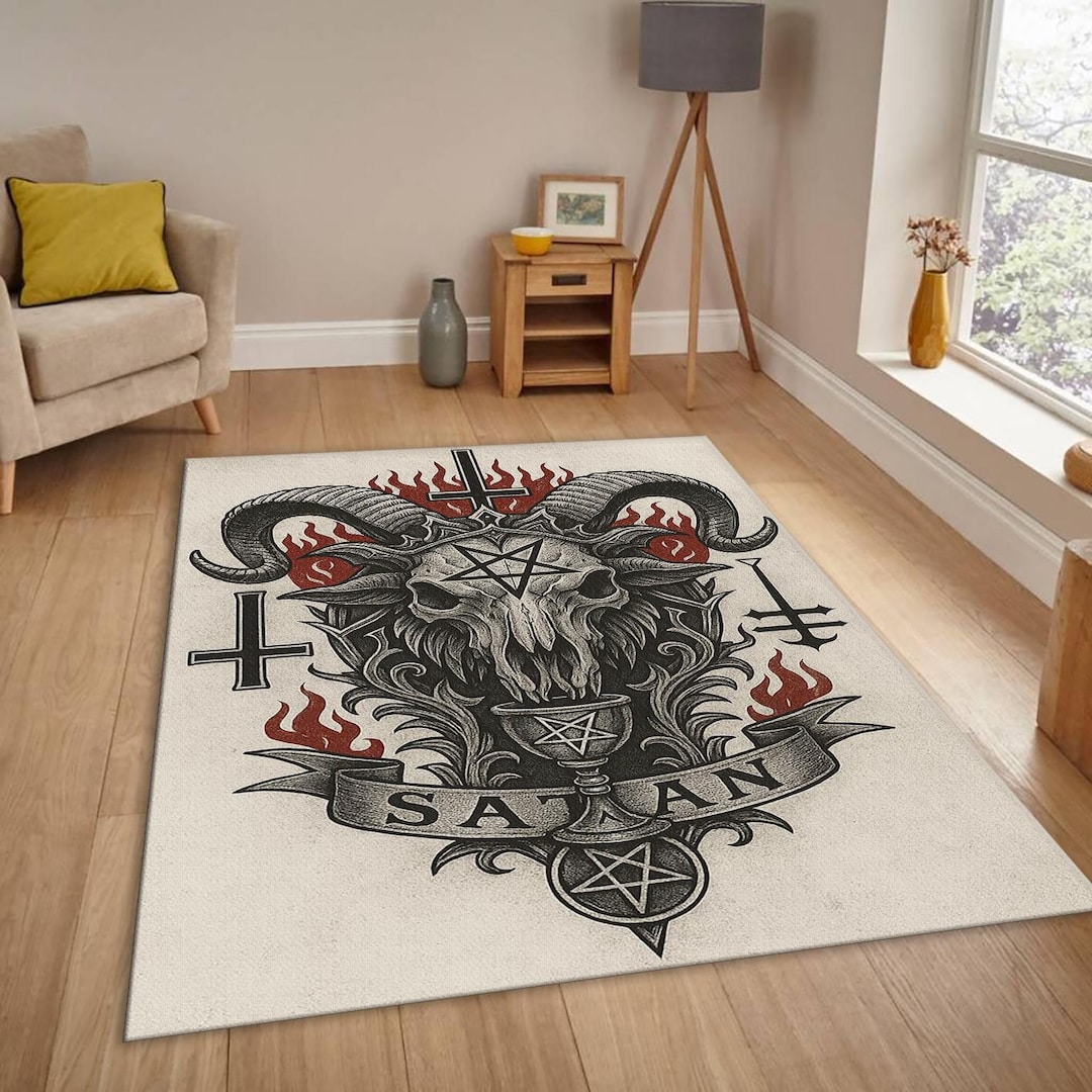 Gothic Ram Skull Rug, Occult Art | Dark Fantasy Decor | Heavy Metal ...