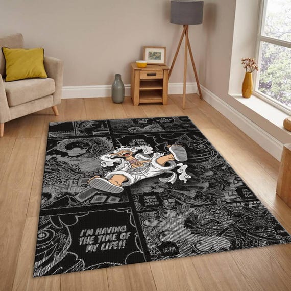 Luffy Gear 5 Rug, One Piece Manga Panel Art | Sun God Nika Rug | Joy Boy Decor, Non-Slip Anime Rug, Gift for Fan