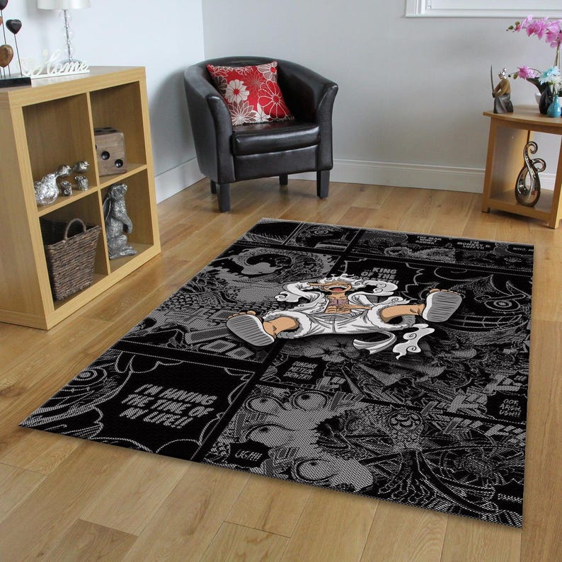 Monkey D. Luffy Gear 5 rug on a floor.