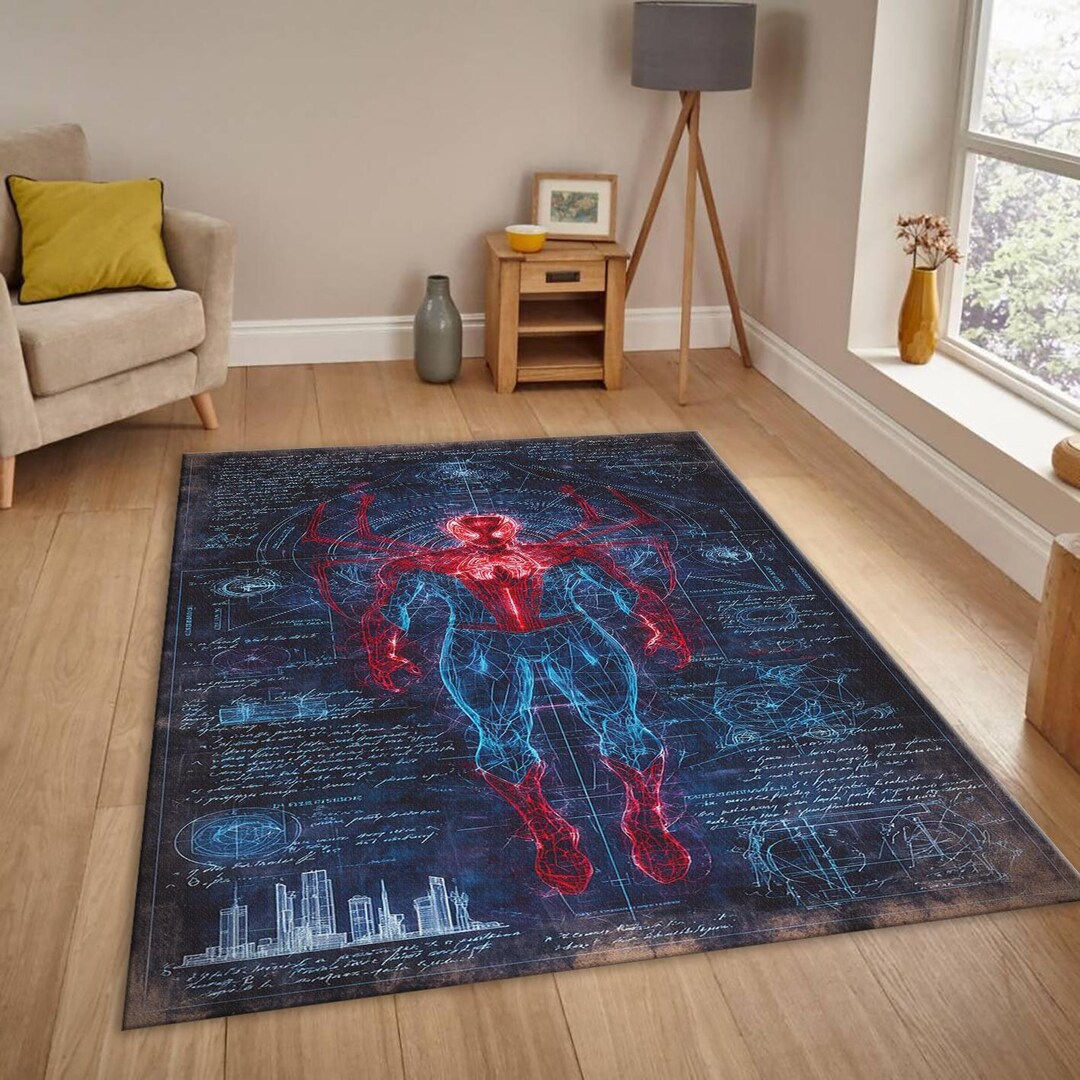 Spider Man Rug, Marvel Schematic Art | Spider-man Blueprint Decor ...