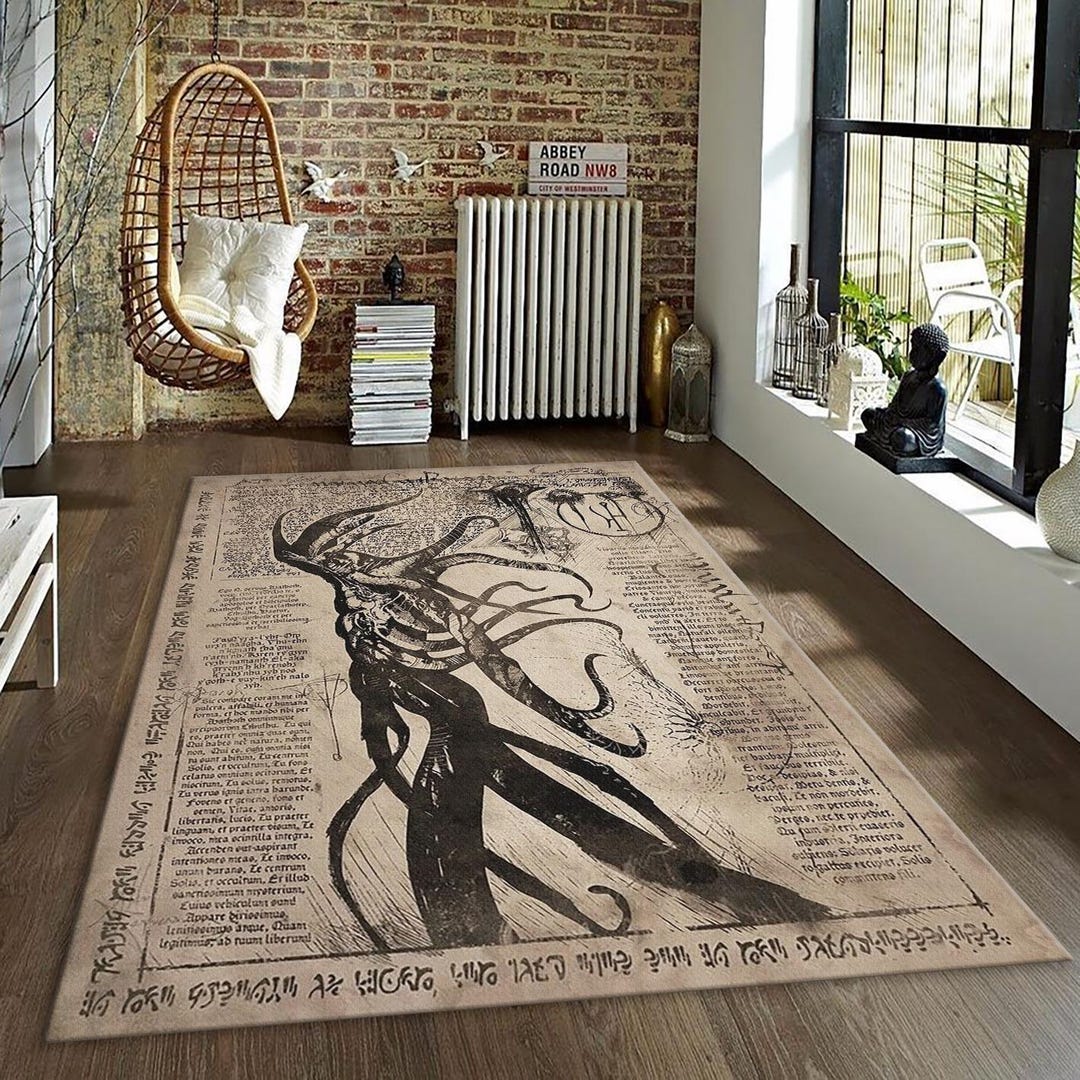 Gothic Rug For Library Goth Occult Rug, Dark Academia Area Rug | Witchy Decor Carpet ...