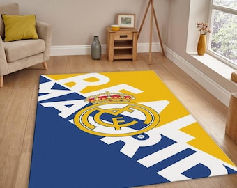 Real Madrid,Football Team,Gift to Boyfriend,Team Flag,Carpet for Garage,Football Gift Father and Kids,Large Area,Hala Madrid,Cross Writing