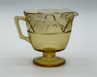 1930s Federal Glass Rosemary Dutch Rose Amber Depression Glass Creamer