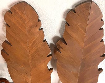 Vintage Stil Boho Handgefertigte Holz Blatt/Wandbehang/Wandkunst (2)