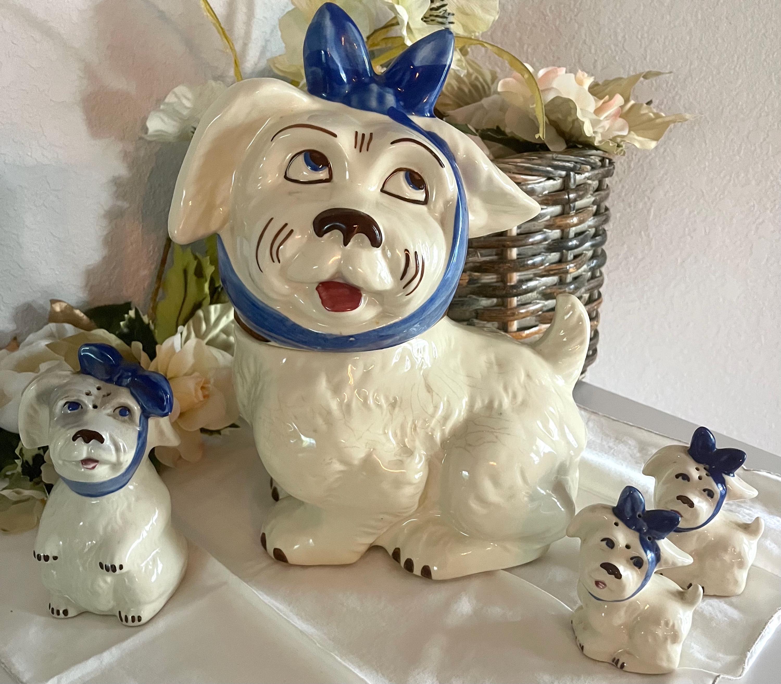Vintage Shawnee Muggsy Toothache Dog Cookie Jar With Salt and