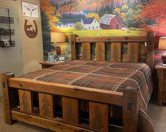 Barnwood Platform Bed Frame & Headboard, Vintage Rustic Bed Frame, Live Edge Solid Wood Low Profile Bed Frame, Reclaimed king Bed Frame