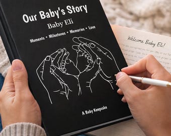 Personalized Baby Memory Book, Our Baby’s Story Journal, Baby Keepsake Book for New Parents, First Year Milestones, Baby Shower Gift