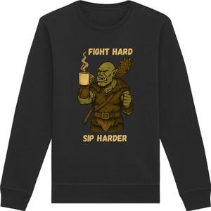 Pullover Sweater Sweatshirt Orc Coffee RPG Fantasy