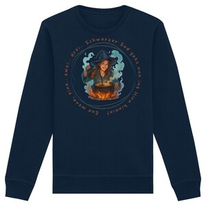 Sweathshirt Unisex Hexe Kaffee kochen, Kessel, Organic, Basic Pullover, Fantasy, Zauberei, Magie, Morgen Stimmung, Müde, wach, Langarm