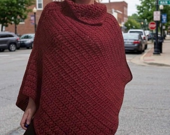 Handmade Boho Crochet Poncho, Plus Size Oversize Cape, Handmade Acrylic Knit Wrap