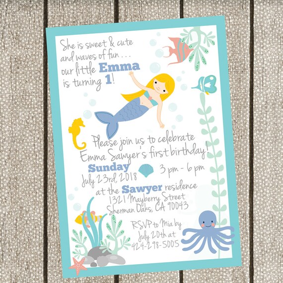 Invitation De Sirene Sous La Invitation Anniversaire Mer Etsy Invitation De Sirene Sous La Invitation Anniversaire Mer Etsy