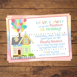Editable Up Movie Invitation, Up Movie Party, Up Party Invites, Up Invitation, Up Birthday Invitation, Printables, Digital, Instant Download