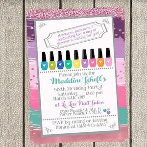 EDITABLE Mani Pedi Party Invitation Girls Spa Salon Pamper Birthday Invites Toes Nails Nail Polish Printable INSTANT DOWNLOAD Corjl