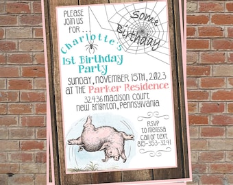 EDITABLE Charlotte's Web Birthday Invitation, Charlotte's Web Invitation, Charlotte's Web Party Printable Invitation INSTANT DOWNLOAD