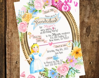 EDITABLE Alice in  Wonderland Invitation Girls Alice in Wonderland Party Printable Digital INSTANT DOWNLOAD  Corjl