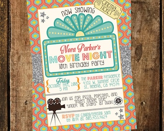 EDITABLE Movie Party Invitation, Backyard Movie Party, Under the Stars Movie Invitation, Movie Invitation Printable Design INSTANT DOWNLOAD
