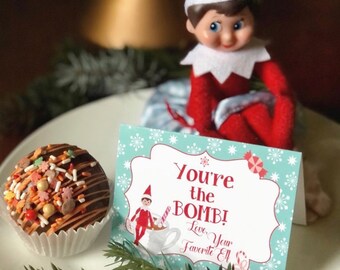 Printable ELF COCOA BOMB Gift Tag - Instant Download