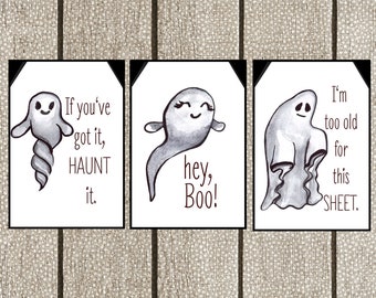 Halloween Ghost Party Tags Minimalist Humor