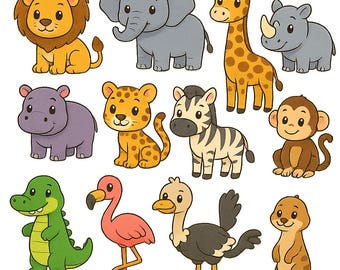300+ Animal Clipart Bundle – Watercolor Cartoon PNG Illustrations (Digital Download)