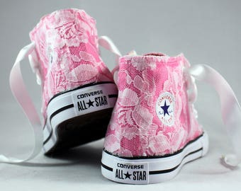 Custom Girls Converses -  Lace Converses --Bridal Converses -- Girls Converse High Top  - Wedding Converse