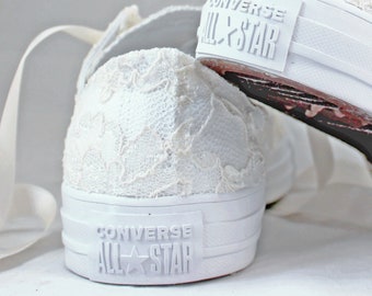 Ivory Bridal Converse --Chantilly Ivory Wedding Converse -- Ivory Customized Converse sneakers wedding