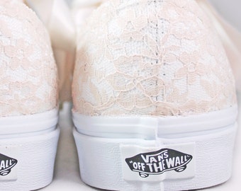 Champagne Or Ivory Lace Bridal Vans  --Lace Vans -- Wedding Tennis shoes  - Wedding Vans