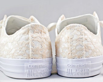 Champagne or Ivory Bridal Converses   --Lace Converse -- Wedding Tennis shoes  - Wedding Converse