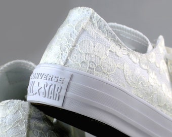 Ivory Or White Lace Bridal Converse --Rachelle Ivory Wedding Converse -- Ivory Customized Converse sneakers wedding