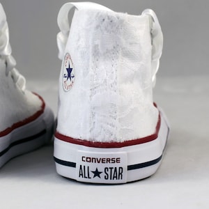 Lace Custom Girls Converses -  Lace Converses --White lace Converses -- Girls Converse High Top  - Wedding Converse