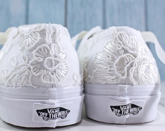 Lace Bridal Vans Floral  Lace --Lace Vans -- Wedding Tennis shoes  - Wedding Vans