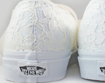 Ivory or White Lace Bridal Vans  --Lace Vans -- Wedding Tennis shoes  - Wedding Vans