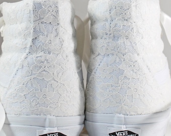 Ivory Lace Bridal Vans SK8-Hi Garden Lace --Lace Vans -- Wedding Tennis shoes  - Wedding Vans