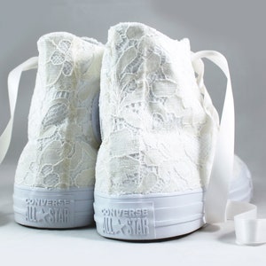 Ivory Lace High Top Converses --Bridal Converses -- Wedding Tennis shoes  - Wedding Converse High Top-- Custom Converses