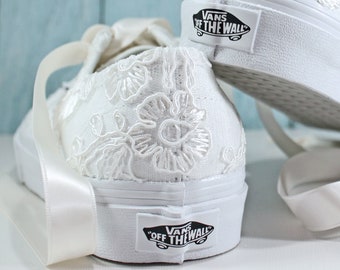 Lace Bridal Vans Floral  Lace --Lace Vans -- Wedding Tennis shoes  - Wedding Vans