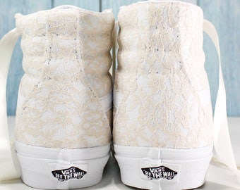 Champagne or Ivory Lace Bridal Vans SK8-Hi Garden Lace --Lace Vans -- Wedding Tennis shoes  - Wedding Vans