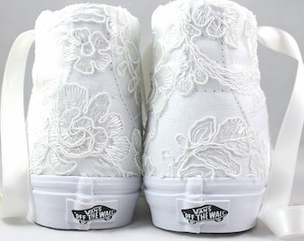 Ivory Lace Bridal Vans SK8-Hi Floral Lace --Lace Vans -- Wedding Tennis shoes  - Wedding Vans