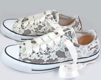 Floral white Lace Wedding Converse white Lace Bridal | Etsy Converse Chuck Taylor® All Star® Core Ox Charcoal 108000
