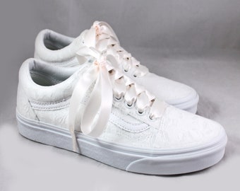 Old Skool White Or Ivory Lace Bridal Vans  --Lace Vans -- Wedding Tennis shoes  - Wedding Vans