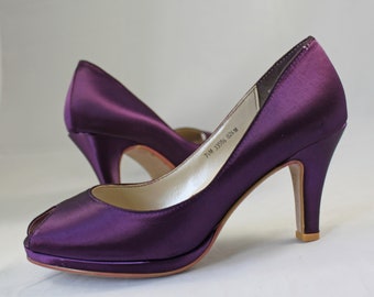 dark purple shoes low heel