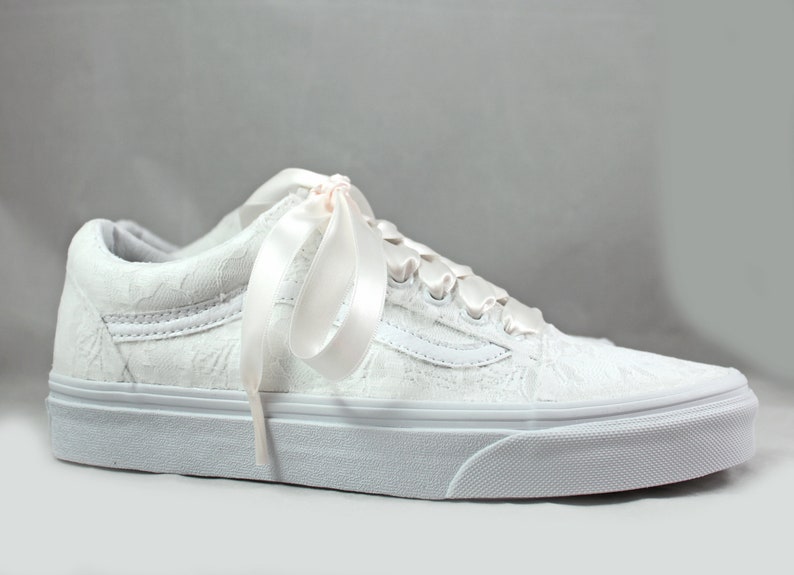 Old Skool White Lace Bridal Vans lace Vans Wedding Tennis - Etsy