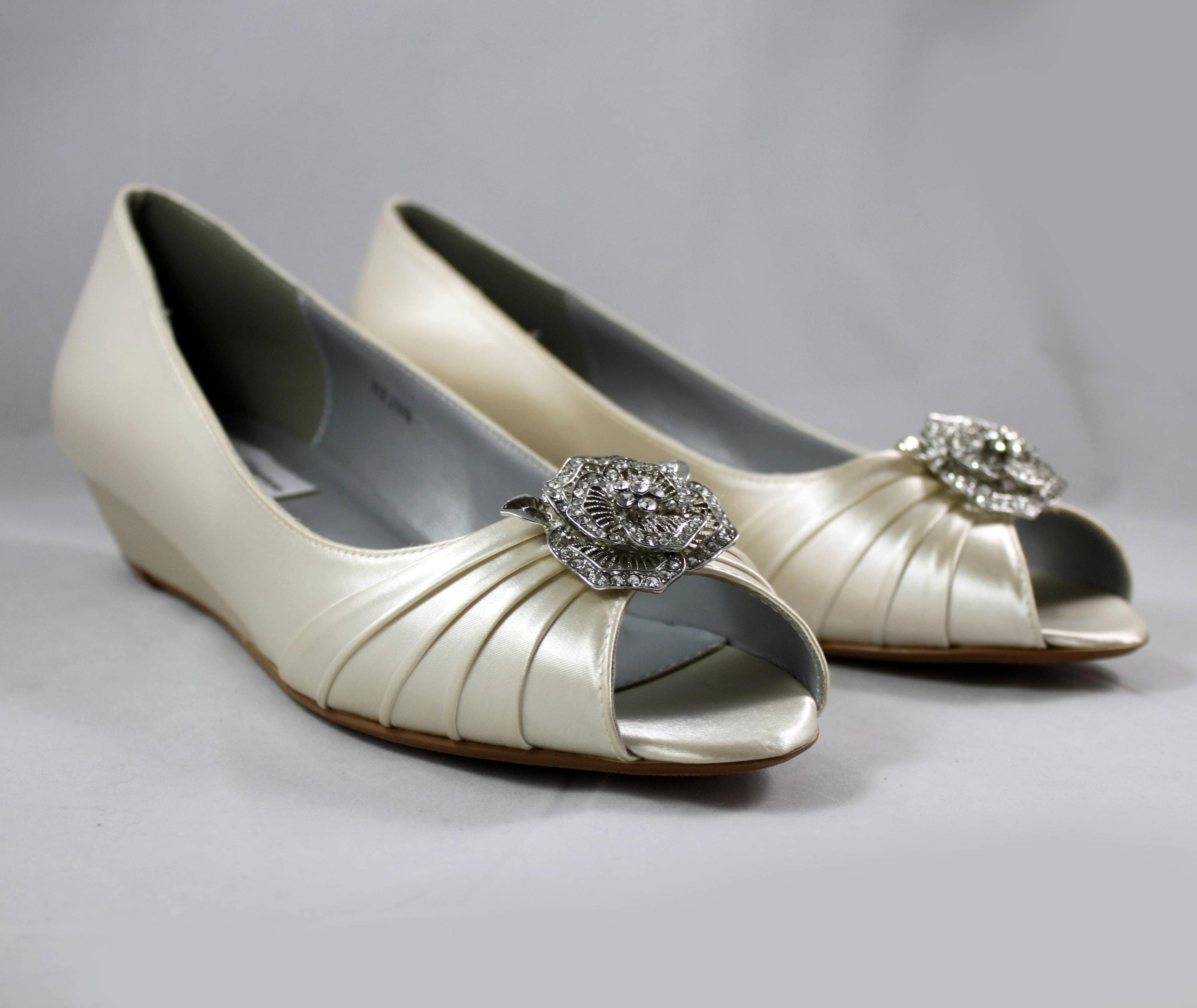 Ready to ship size 11 Wedding Wedge SALE Bridal low wedge Size 11