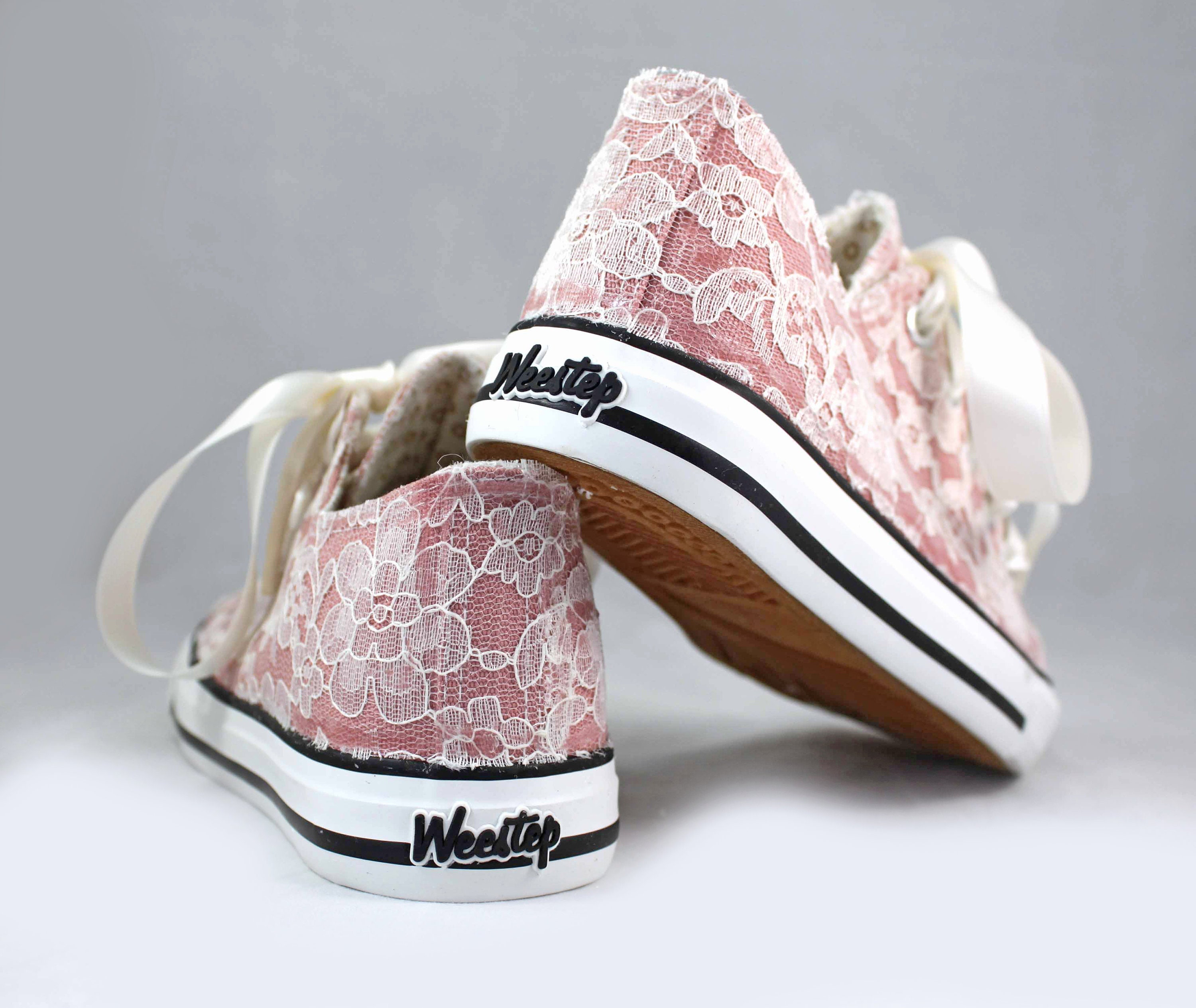 Flower Girl Blush wedding Sneakers Lace wedding sneakers kids