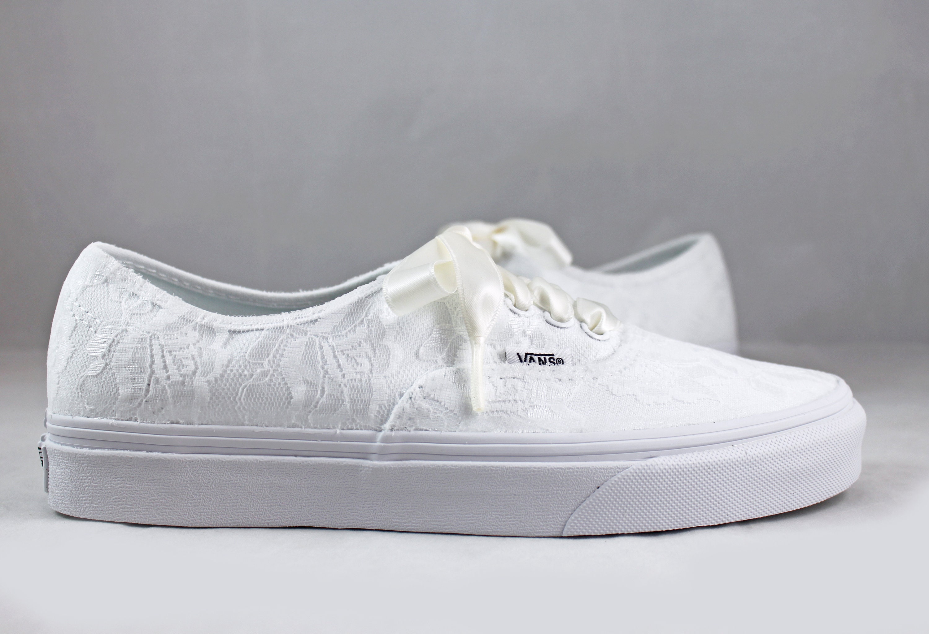 all white lace vans