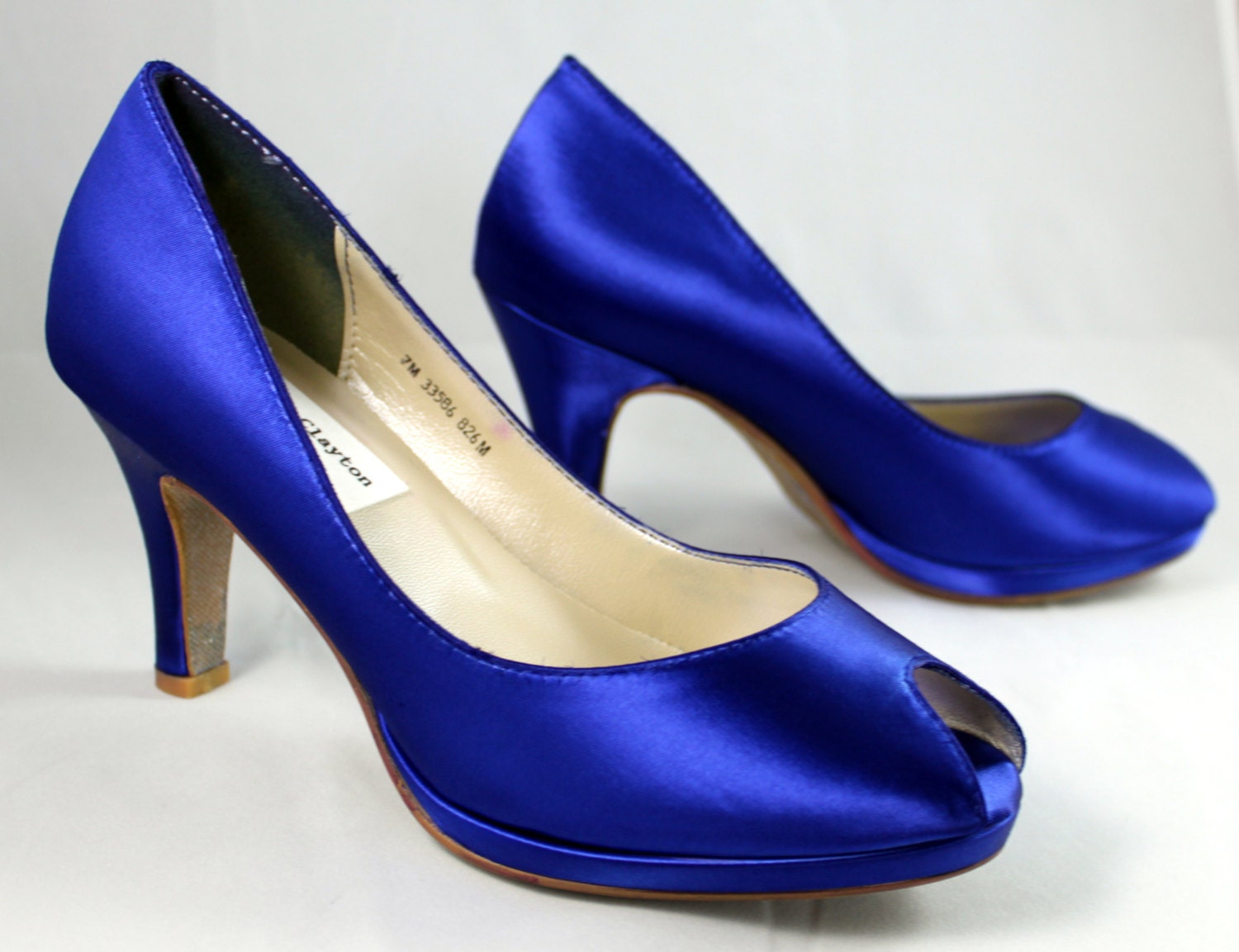 SALE Royal Blue platform wedding shoe Size 7 2.75 heel